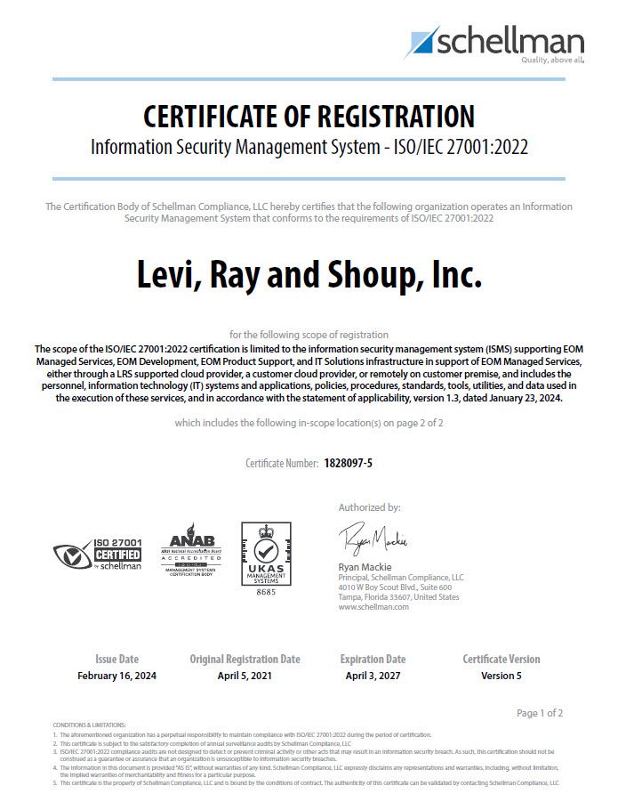 LRS ISO 27001 Certification (image)